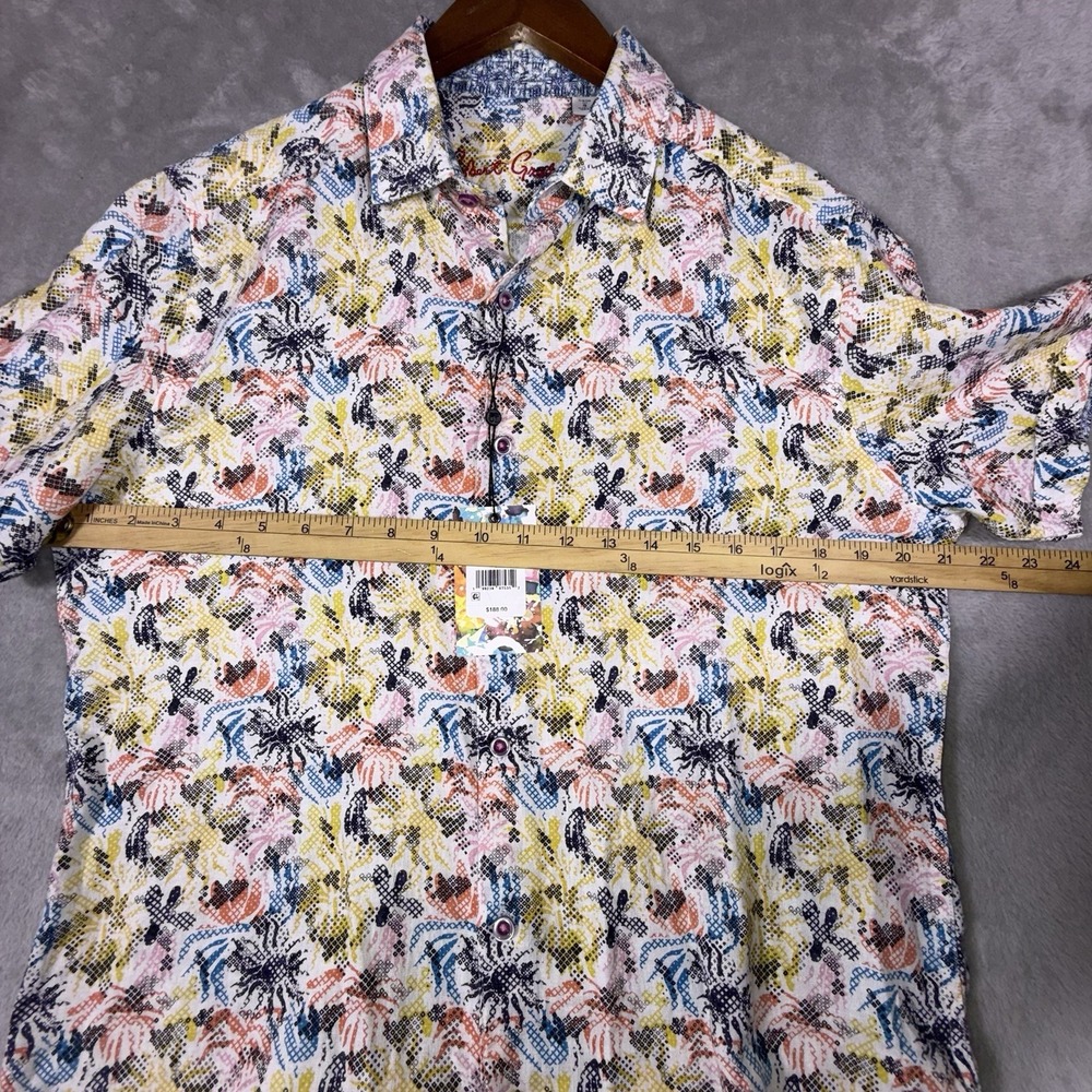 Robert Graham Linen Blend Men's Small Multicolor Short Sleeve Classic - Picture 6 of 8